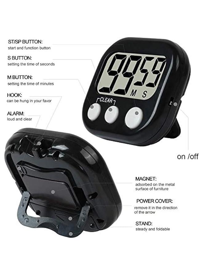 Digital Kitchen Timer, Big LCD Screen, Loud Alarm, Strong Magnetic Back and Stand, Minute Seconds Count Up Countdown, Simple Operation for Homework Classroom Game Exercise Kids Cooking Timers  - Image 2