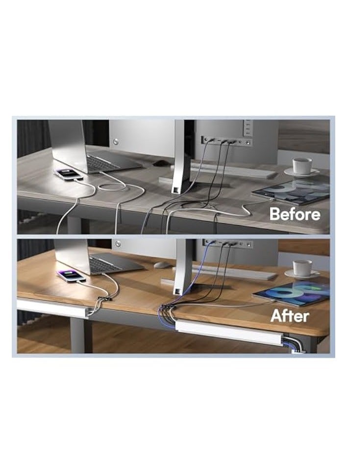 erorex Under Desk Cable Management Tray, Retractable Clamp Mounted Desk Cable Cord Organizer For Wire Management, Sturdy Metal Cable Tray Basket (White) - Image 3