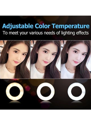 2-In-1 LED Ring Light With Cell Phone Holder Stand Black/White - view 4