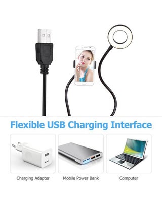2-In-1 LED Ring Light With Cell Phone Holder Stand Black/White - view 3