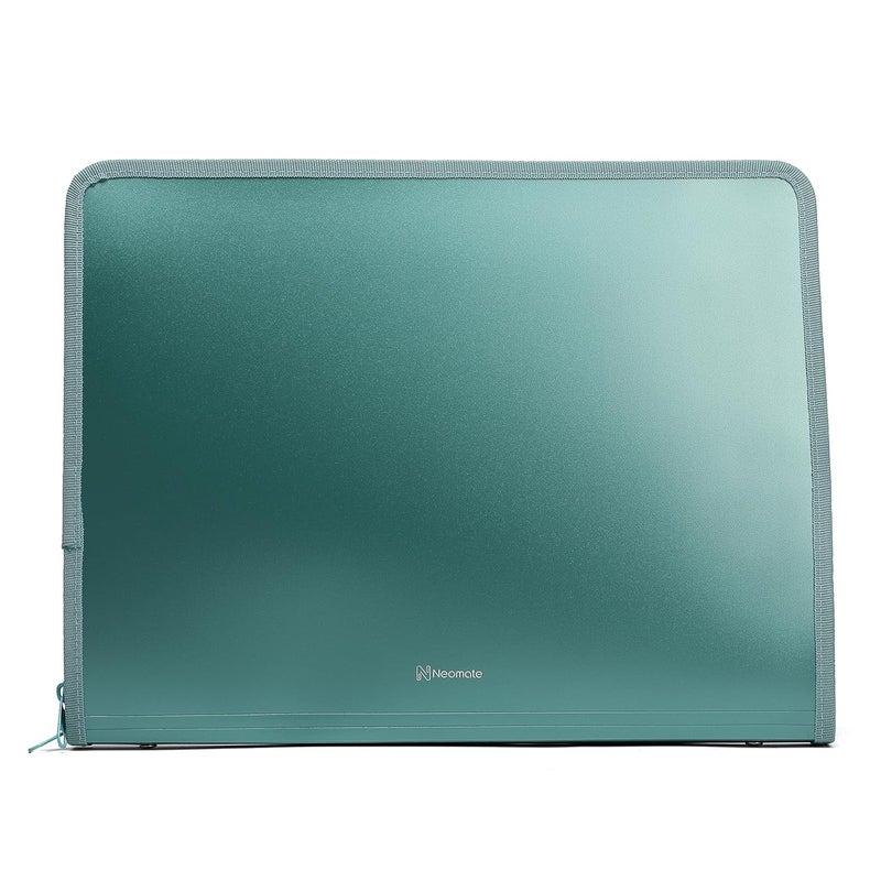 Neomate 13-Pocket Expanding File Folder with Sticky Labels | A4/Letter Size Accordion Organizer with Zipper Closure | Certificate and Document Storage for Home, School, Office (Green) - Image 1