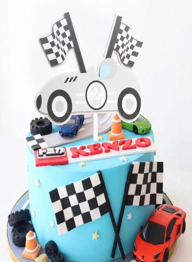 BOOMPA Two Fast Wooden Baby Second Birthday Cake Topper，Race Car Birthday Cake Topper，Boys 2nd Birthday Racing Theme Cake Topper，Two Fast Race Car Cake Decorations，Anniversary Wooden Cake Topper - Image 4