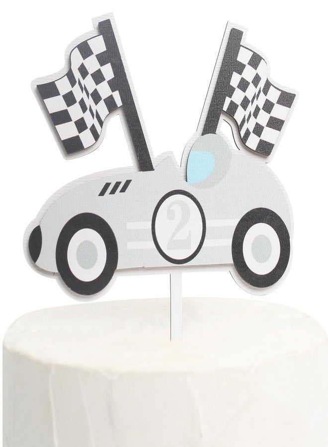 BOOMPA Two Fast Wooden Baby Second Birthday Cake Topper，Race Car Birthday Cake Topper，Boys 2nd Birthday Racing Theme Cake Topper，Two Fast Race Car Cake Decorations，Anniversary Wooden Cake Topper - Image 1
