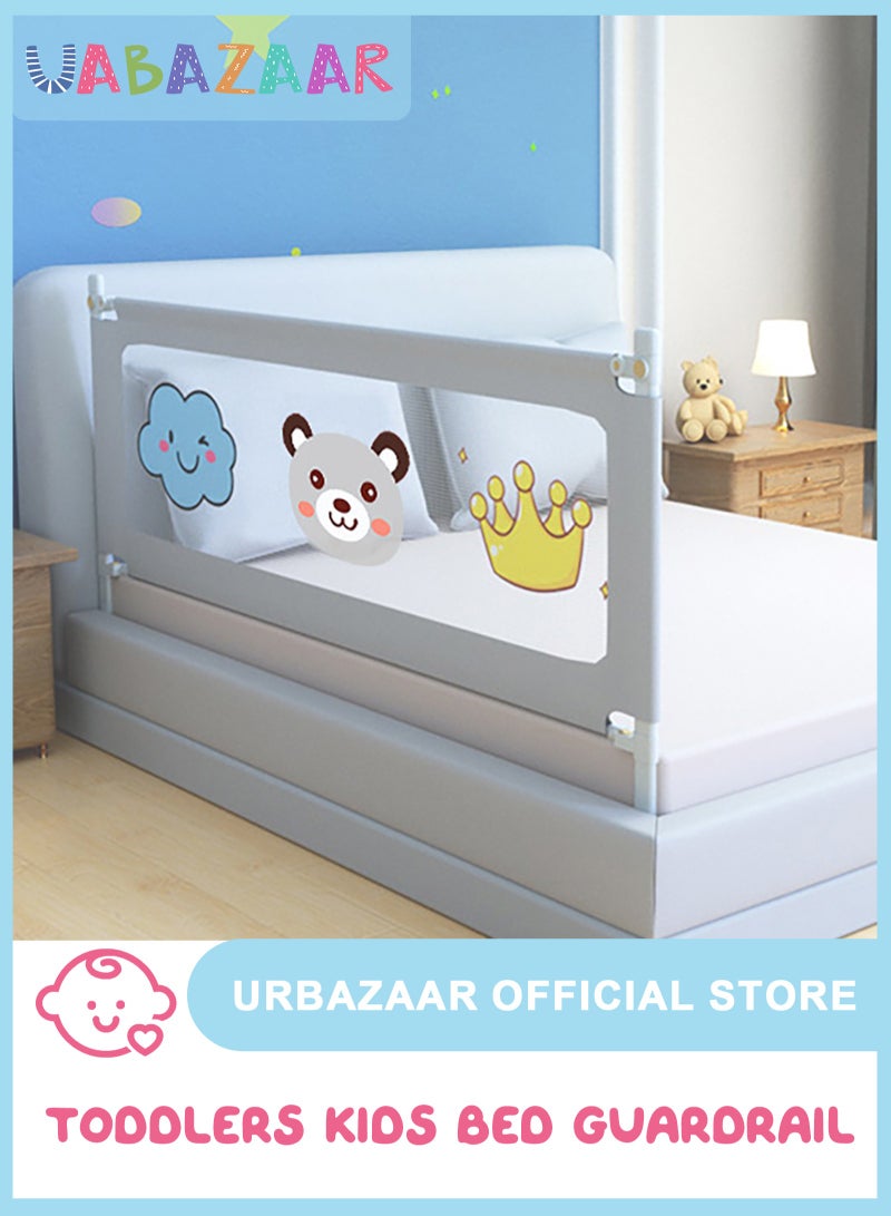 أوربازار حاجز حماية لسرير الطفل، حاجز حماية طويل جدًا للسرير، ارتفاع قابل للتعديل وحاجز حماية قابل للطي، سرير جانبي واحد (200 × 98 سم) عبوة من قطعة واحدة - Image 1