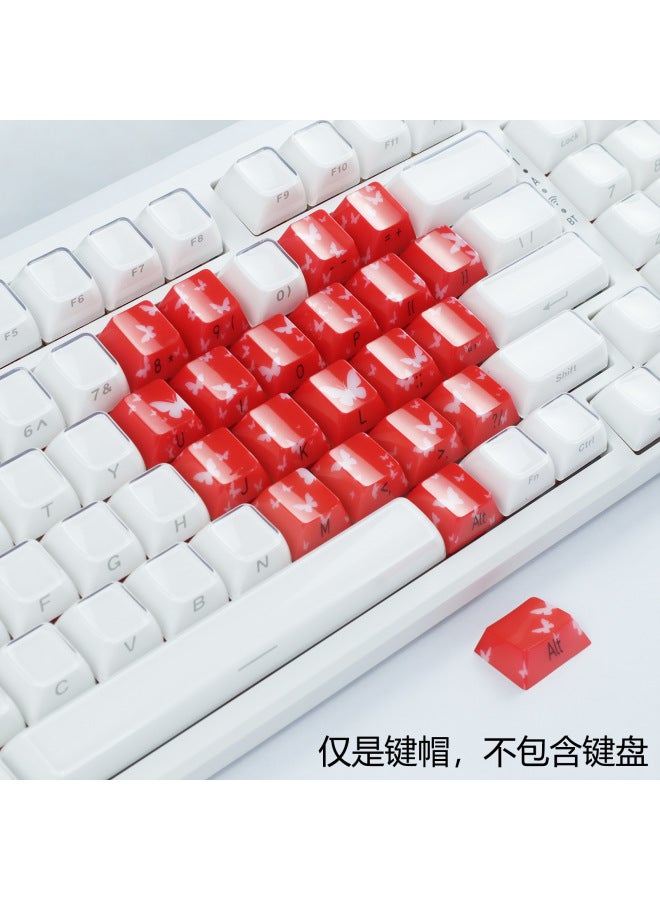 21-key Translucent Keycaps Xvx Butterfly Transparent Heart Keycaps Suitable For Magnetic Switch Keyboards Pink Marble