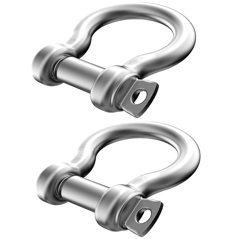 Hulless 2 Pcs 4/7 Inch 304 Stainless Steel D Ring Shackles 14 mm Screw Pin Anchor Shackle for Traction Steel Wire, 14 mm - Image 1