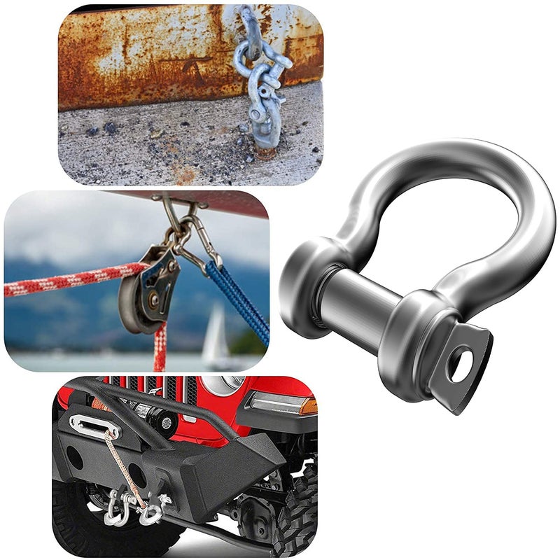 Hulless 2 Pcs 4/7 Inch 304 Stainless Steel D Ring Shackles 14 mm Screw Pin Anchor Shackle for Traction Steel Wire, 14 mm - Image 5