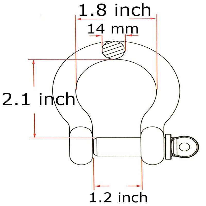 Hulless 2 Pcs 4/7 Inch 304 Stainless Steel D Ring Shackles 14 mm Screw Pin Anchor Shackle for Traction Steel Wire, 14 mm - Image 3