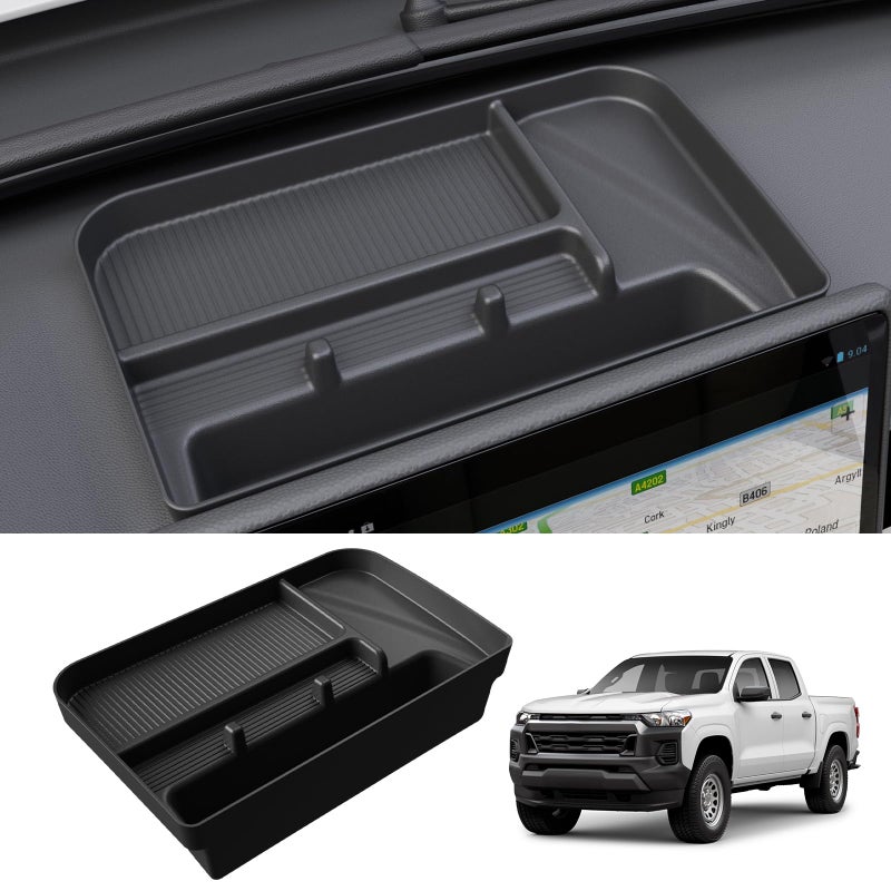 kingna Center Console Organizer Behind Screen Compatible with 2023-2026 Chevrolet Colorado GMC Canyon Silicone Dashboard Organizer Dash Storage Tray for 2025 Chevy Colorado Accessories - Image 1