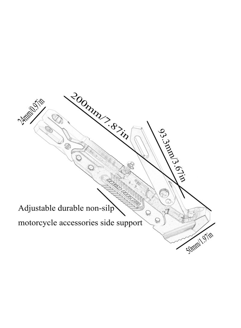 Excefore Universal Motorcycle Kickstand Accessories, Motor Scooter Modified CNC Aluminum Alloy Adjustable Tripod Holder, Motor Foot Side Support Stand, for Motor, Motocross, Dit Pit Bike - Image 2