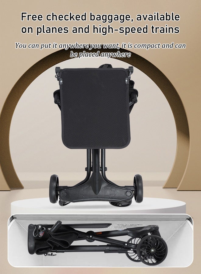 Stroller, lightweight and foldable, excellent shock absorption, large sun canopy and seat, view stroller, one-button folding, stroller, baby transport - Image 3