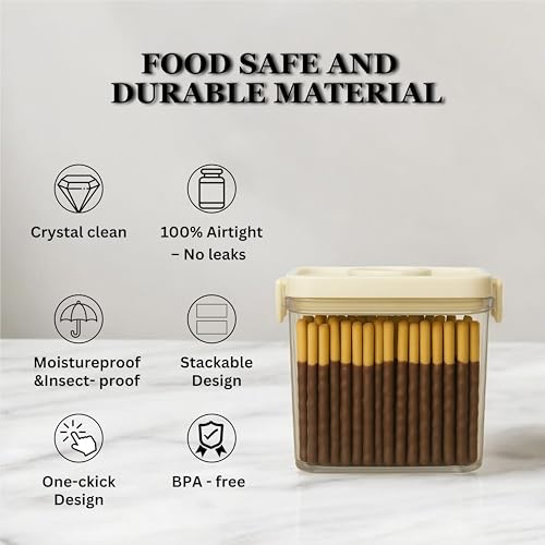 Hexwell Vacuum Sealed Clear Kitchen Food Storage Container with Airtight Lids for Grains, Cereals, and Dry Goods - Vacuum Containers For Food (1200ml) - Image 4