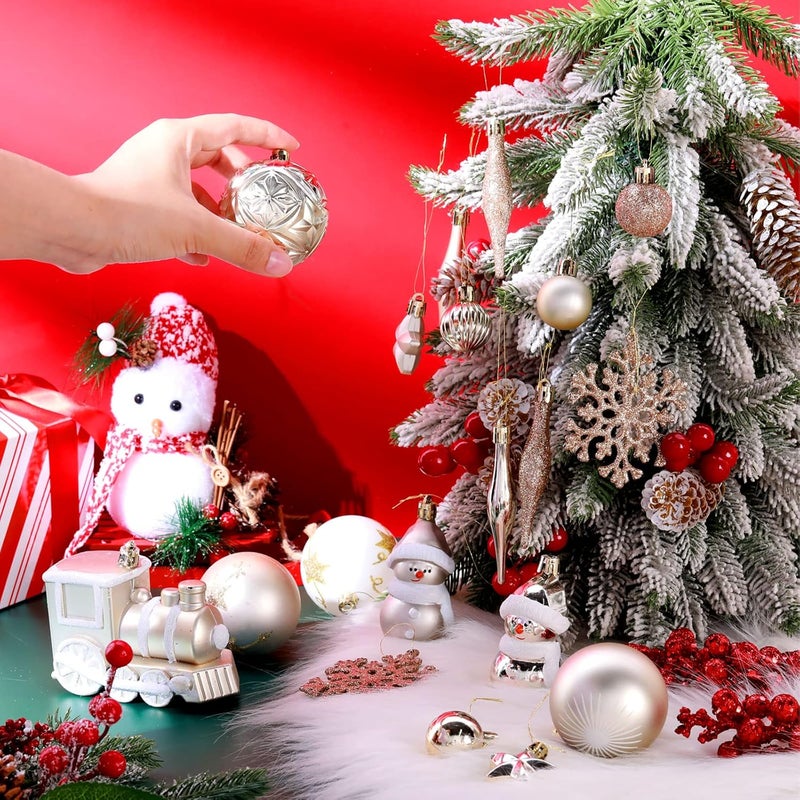Canlierr 70 Pcs Christmas Tree Balls Ornaments Set Assorted Xmas Hanging Ornaments Balls with Hanging Loop for Christmas Tree Xmas Holiday Party Decoration Supplies Gold - Image 3