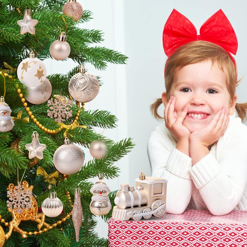 Canlierr 70 Pcs Christmas Tree Balls Ornaments Set Assorted Xmas Hanging Ornaments Balls with Hanging Loop for Christmas Tree Xmas Holiday Party Decoration Supplies Gold - Image 5