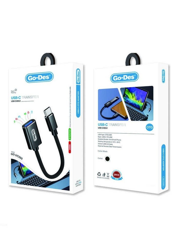 Go-Des GD-UC055 Micro OTG USB Cable USB-C to USB Adapter for Smartphones & Tablets - Image 5