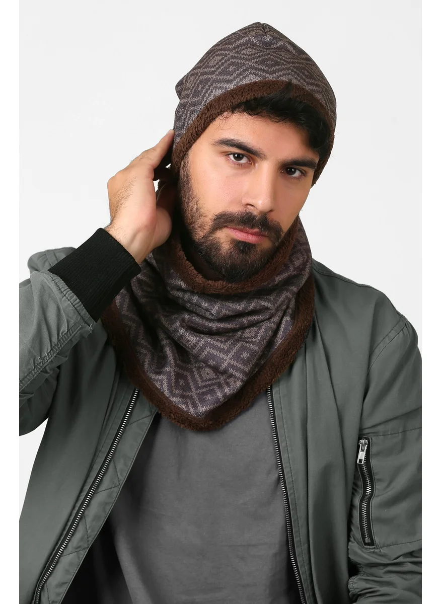 Hamur Dough Khaki Men's Beret and Neck Collar Set of 2 Set BB-103