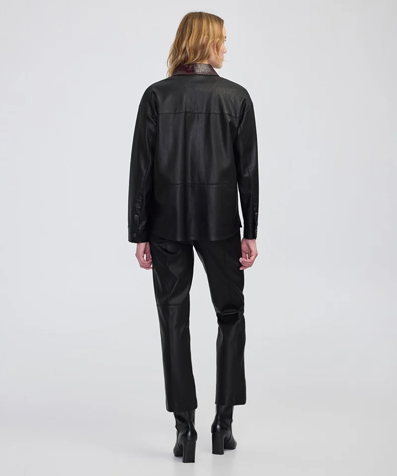 Ipekyol  Contrast Collar Leather-Effect Shirt for Women | Best Price UAE
