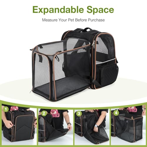 Lekebobor Large Cat Backpack Carrier Expandable Pet Carrier Backpack for Small Dogs Medium Cats Fit Up to 18 Lbs, Dog Backpack Carrier, Foldable Puppy Backpack Carrier for Travel, Black - Image 4
