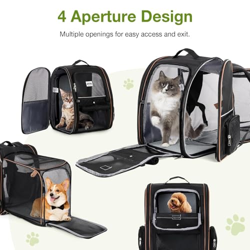 Lekebobor Large Cat Backpack Carrier Expandable Pet Carrier Backpack for Small Dogs Medium Cats Fit Up to 18 Lbs, Dog Backpack Carrier, Foldable Puppy Backpack Carrier for Travel, Black - Image 5