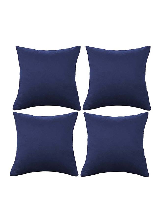 House One Set of 4 Pieces Square Soft Velvet Decorative Cushion with Solid Design and Attractive Colors 45x45 cm - Dark Blue  - Image 1