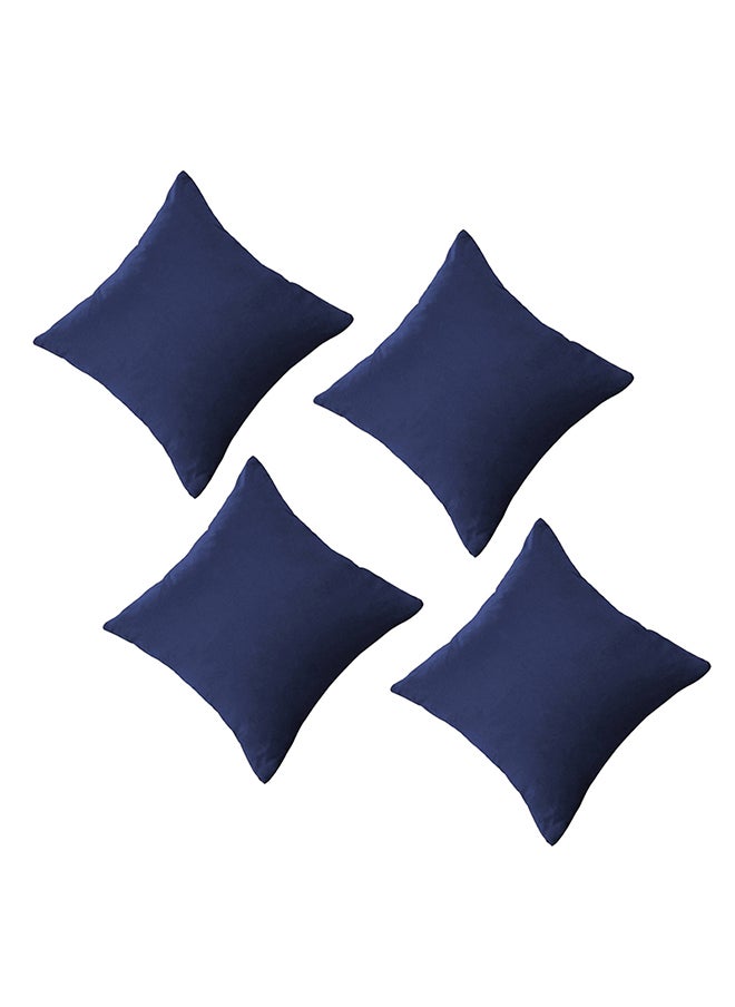 House One Set of 4 Pieces Square Soft Velvet Decorative Cushion with Solid Design and Attractive Colors 45x45 cm - Dark Blue  - Image 2