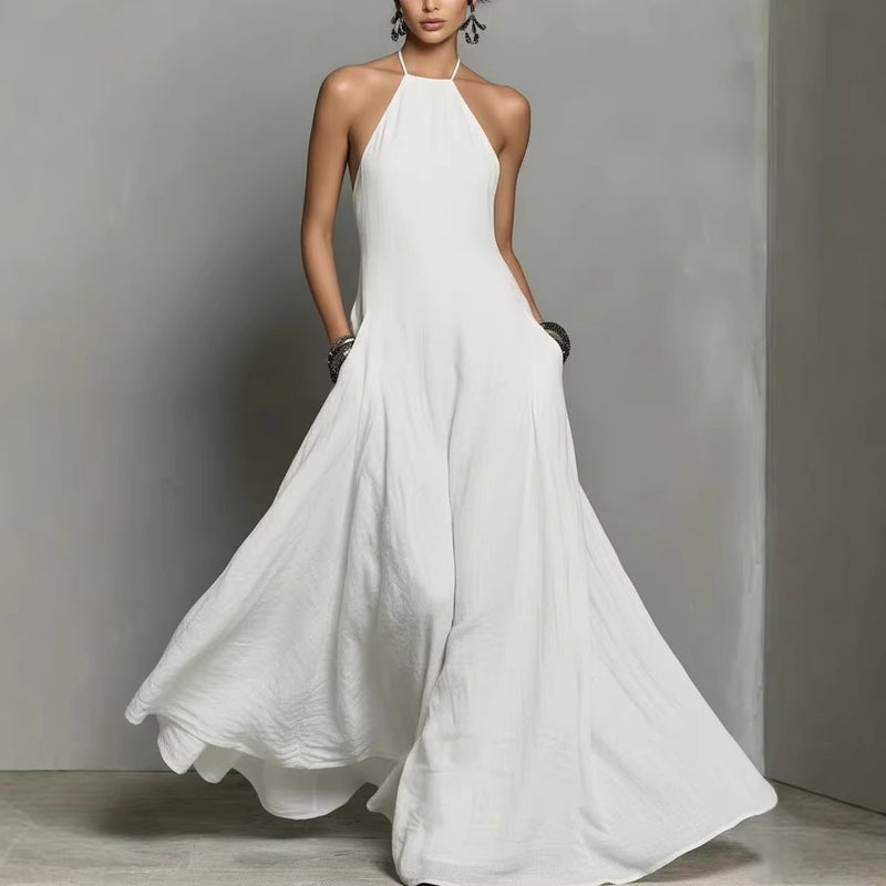 Simple Polyester Blend Sleeveless Maxi Dress - Image 1