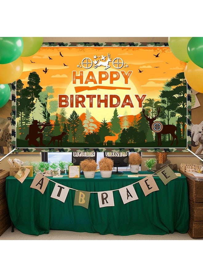 Avezano Hunting Birthday Backdrop Banner Camo Hunting Themed Happy Birthday Party Decorations Deer Hunting Birthday Banner for Kids Camo Camping Hunting Birthday Party Decorations 70.8 x 43.3 Inch - Image 2