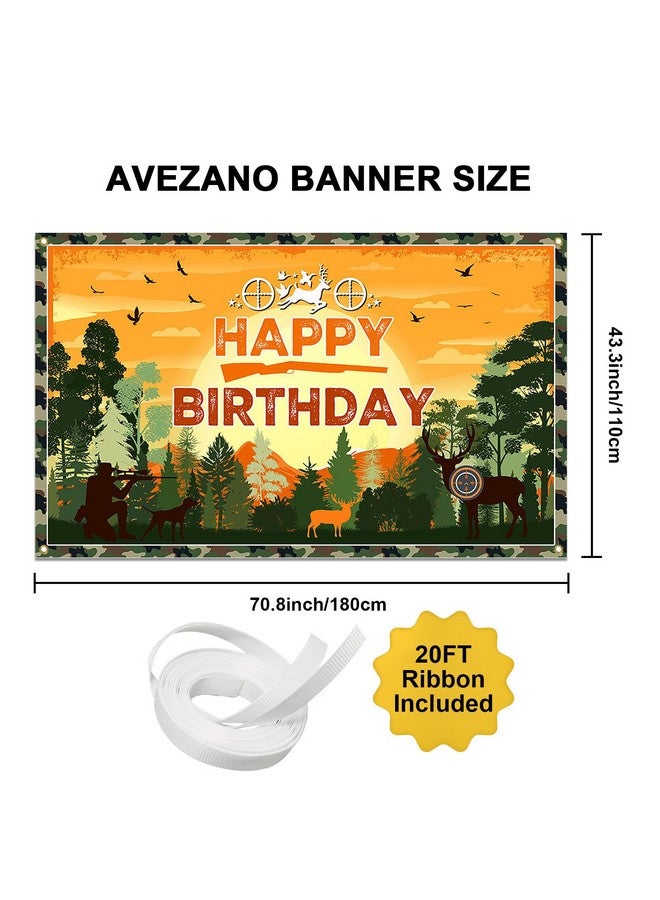 Avezano Hunting Birthday Backdrop Banner Camo Hunting Themed Happy Birthday Party Decorations Deer Hunting Birthday Banner for Kids Camo Camping Hunting Birthday Party Decorations 70.8 x 43.3 Inch - Image 4