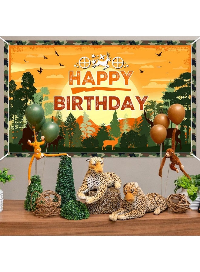 Avezano Hunting Birthday Backdrop Banner Camo Hunting Themed Happy Birthday Party Decorations Deer Hunting Birthday Banner for Kids Camo Camping Hunting Birthday Party Decorations 70.8 x 43.3 Inch - Image 5