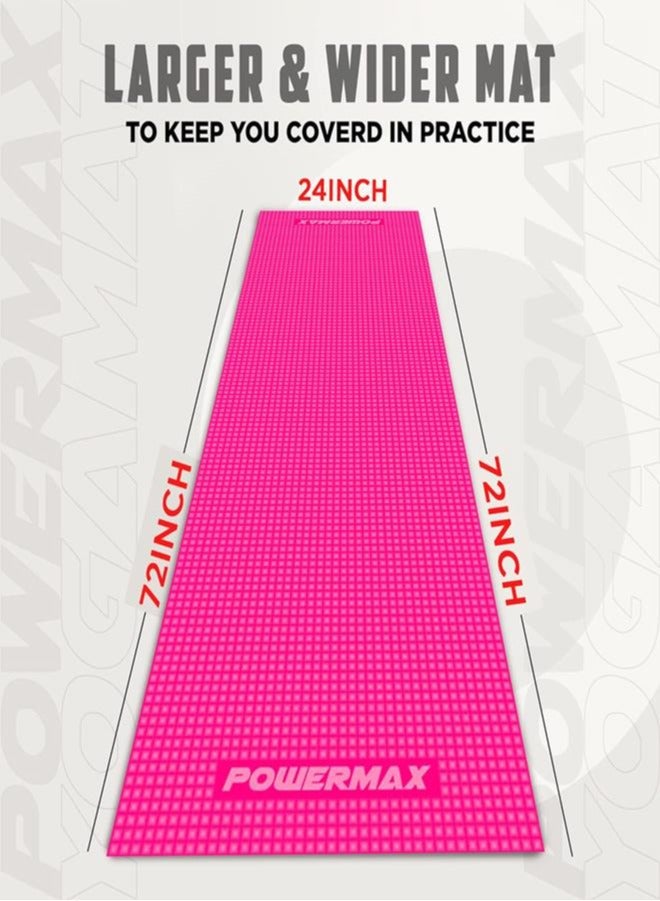 Powermax Fitness Ye6-1.2-Pk 6Mm Thick Premium Exercise Yoga Mat For Gym Workout [Ultra-Dense Cushioning, Tear Resistance & Water Proof] Eco-Friendly Non-Slip Yoga Mat For Gym And Any General Fitness - Image 2