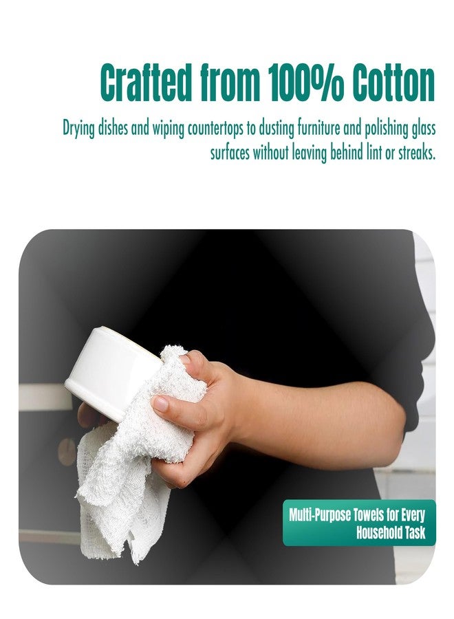 ZUPERIA Terry Towels Pack of 24 (14" X 17" Inches) 100% Cotton Terry Barmop Towels - Absorbent & Durable Bar Rags, Multipurpose Cleaning Rags for Home, Automotive & Garage Cleaning Supplies (White) - Image 2