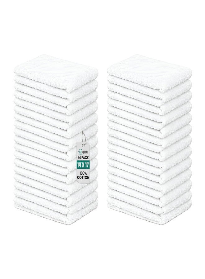 ZUPERIA Terry Towels Pack of 24 (14" X 17" Inches) 100% Cotton Terry Barmop Towels - Absorbent & Durable Bar Rags, Multipurpose Cleaning Rags for Home, Automotive & Garage Cleaning Supplies (White) - Image 1