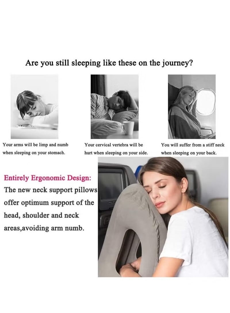 Beauenty Portable Inflatable Travel Neck Support Pad, Head Pillow for Sleeping on Office Train Car - Image 5