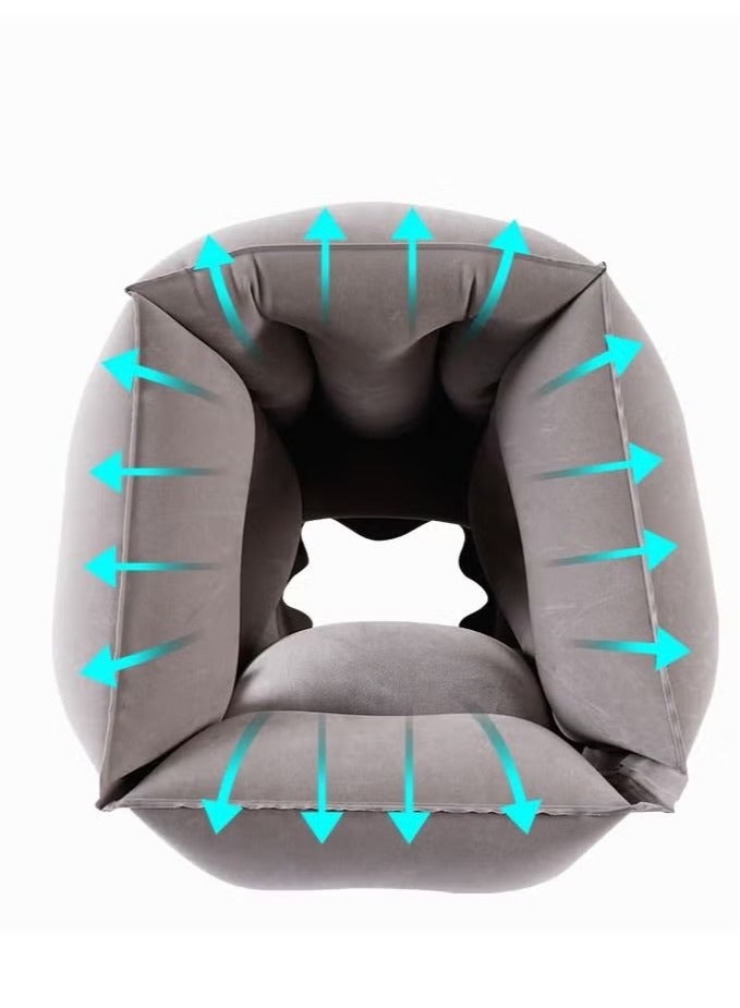 Beauenty Portable Inflatable Travel Neck Support Pad, Head Pillow for Sleeping on Office Train Car - Image 2