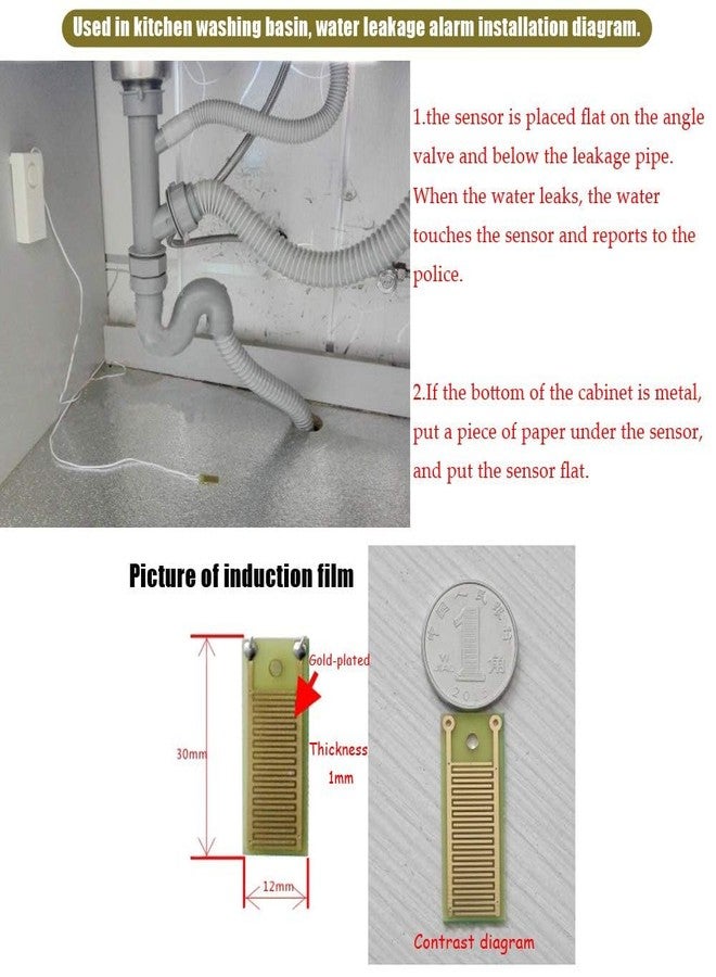 Ximimark 2Pcs Water Leak Alarm Flood Level Bath Tub Sink Overflow Detector Sensor Home Garage Kitchen Security Alert 120db - Image 4