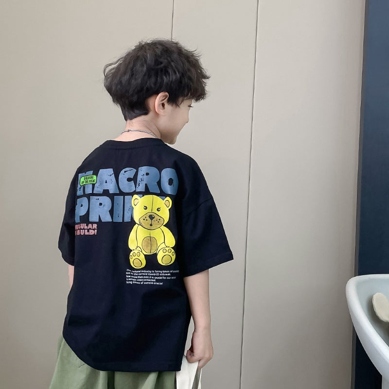 Trendy 2026 Boys' Pure Cotton Short-Sleeve Fashion T-Shirt Summer Children'S Top Stylish Boys' Street-Style Half-Sleeve Shirt - Image 5