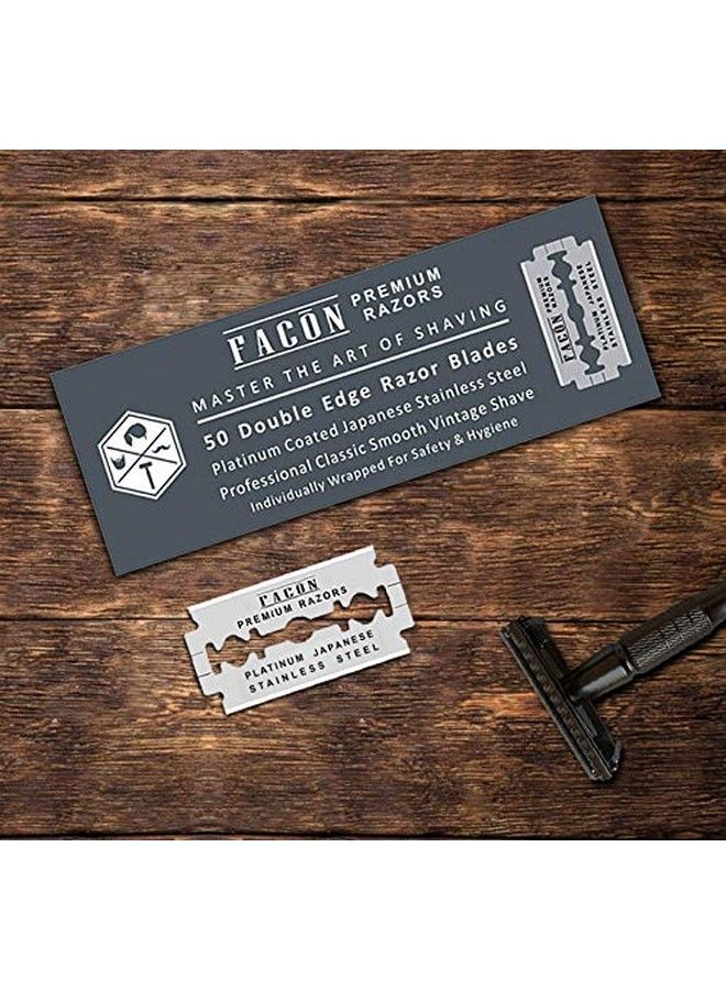 FACON شفرات حلاقة مزدوجة الحافة من البلاتين من الفولاذ المقاوم للصدأ الياباني 50 نوعًا لشفرات حلاقة آمنة وسلسة لتجربة حلاقة أكثر من 200 مرة - Image 5