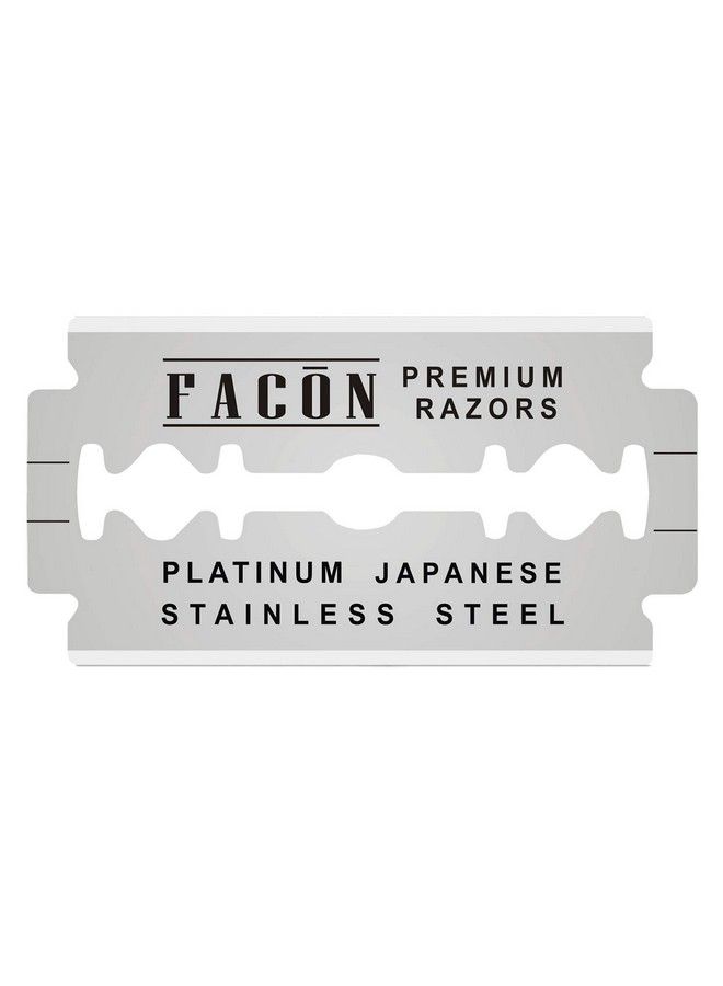 FACON شفرات حلاقة مزدوجة الحافة من البلاتين من الفولاذ المقاوم للصدأ الياباني 50 نوعًا لشفرات حلاقة آمنة وسلسة لتجربة حلاقة أكثر من 200 مرة - Image 1