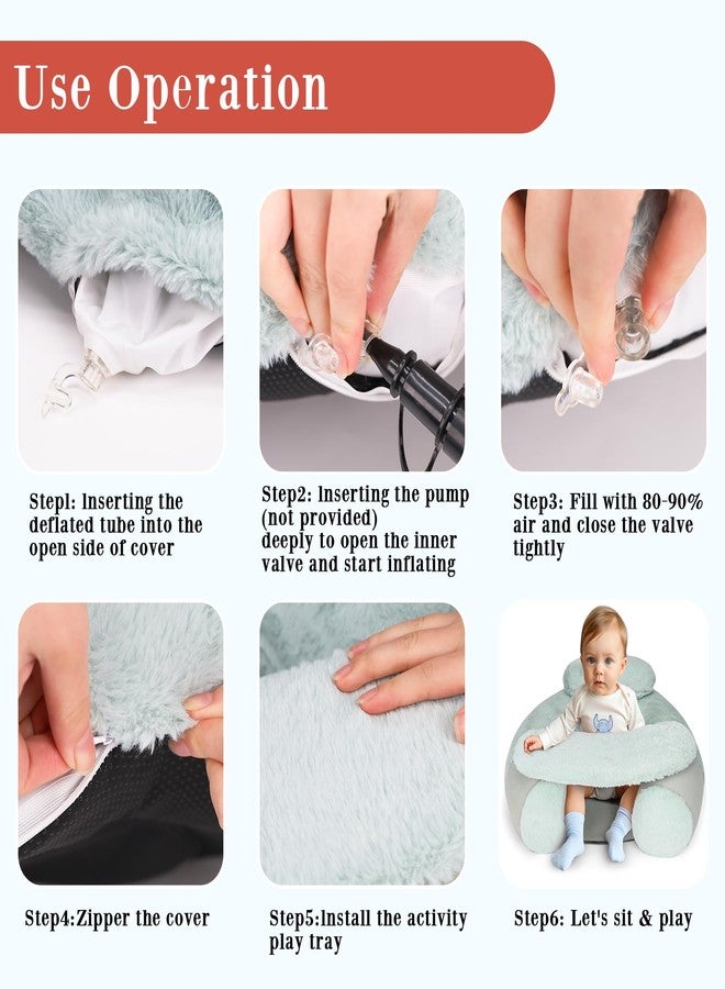 KAKIBLIN Baby Sit Me Up Seat, Inflatable Baby Seat with Cover for Babies 3-36 Months,Portable,Inflatable Sit & Play Floor Seat for Sitting Up,Inflatable Baby Chair Baby Seats for Sitting Up Gray - Image 5