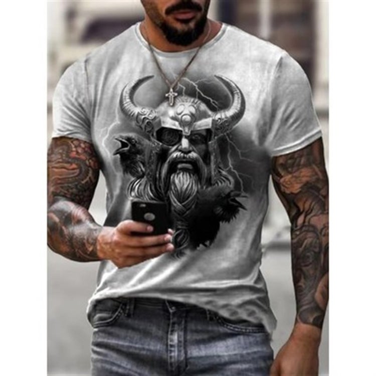 2021 T-Shirt Men'S Slim-Fit Viking Myth Printed Round Neck Casual Sports 3Dt T-Shirt - Image 2