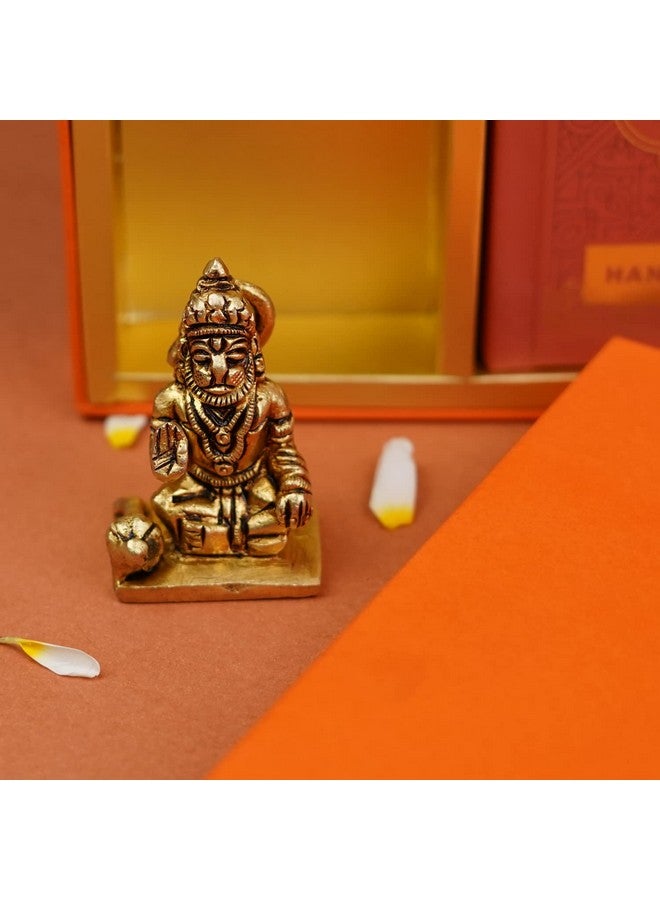 Servdharm Brass Hanuman Ji Murti with Hanuman Chalisa Pocket Book in Hindi, English for Gifting | Statue for Home Decor, Gifting, Protection from Evil Eye (Hanuman Chalisa with Hanuman Murti Brass) - Image 2