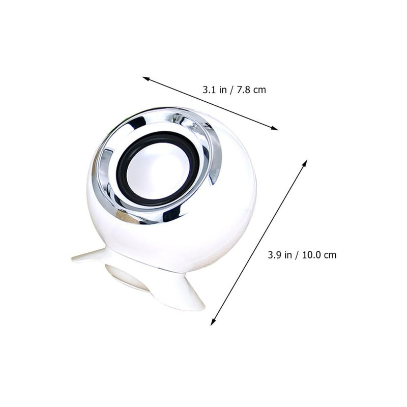 White Mini USB Computer Sound System Portable Music Player with Bass Radiator for Laptop Phone - Image 3