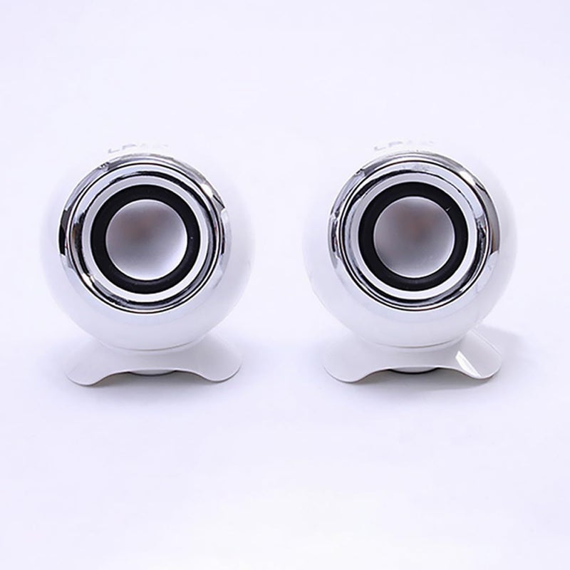 White Mini USB Computer Sound System Portable Music Player with Bass Radiator for Laptop Phone - Image 4