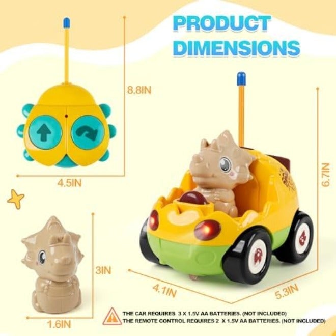 QPOU 2-Pack Remote Control Dinosaur Toy Car for Kids - Birthday Gifts for Boys Toddlers Ages 18+ Months, 2 3 4 5 Year Old - Image 4