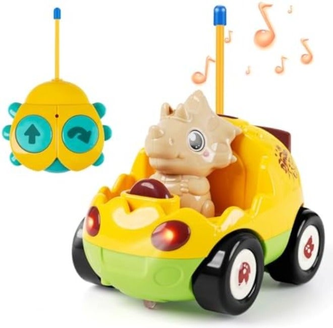 QPOU 2-Pack Remote Control Dinosaur Toy Car for Kids - Birthday Gifts for Boys Toddlers Ages 18+ Months, 2 3 4 5 Year Old - Image 2