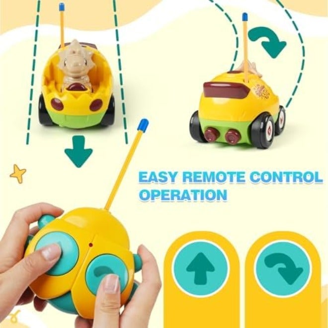 QPOU 2-Pack Remote Control Dinosaur Toy Car for Kids - Birthday Gifts for Boys Toddlers Ages 18+ Months, 2 3 4 5 Year Old - Image 3