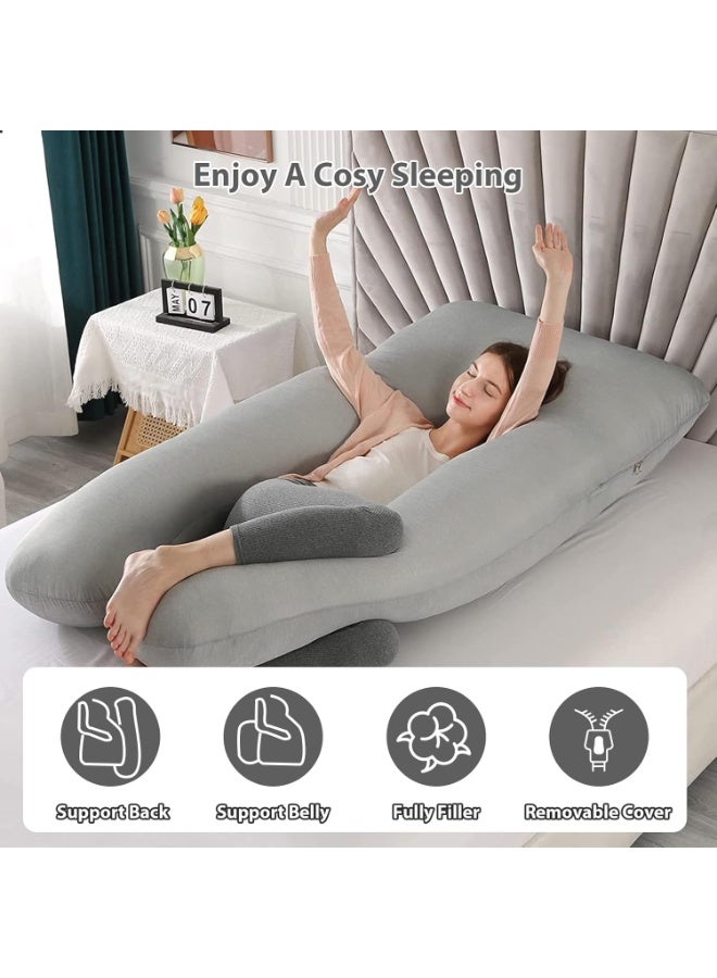 KIIUMI Comfort Pregnancy Maternity Body Support-Nursing U Shape Pillow Velvet, 130 x 70cm - Grey Velvet Grey 130 x 70cm - Image 3