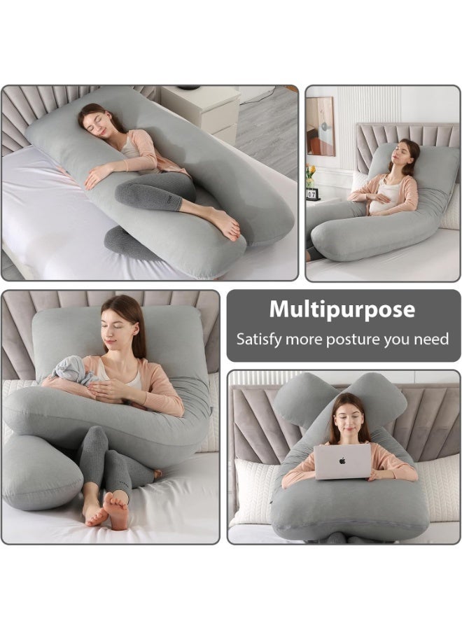 KIIUMI Comfort Pregnancy Maternity Body Support-Nursing U Shape Pillow Velvet, 130 x 70cm - Grey Velvet Grey 130 x 70cm - Image 4