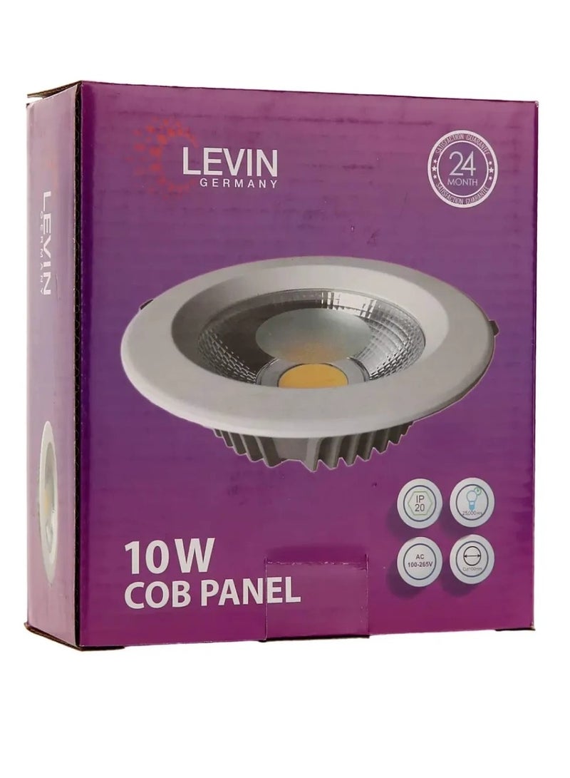 Levin Germany لوحة شريحة ليفين LED عالية الجودة للإضاءة السفلية، 10 واط-3000 ك، IP20، 1600 لومن، 220-240 فولت، خالية من الوميض، أبيض دافئ. - Image 1
