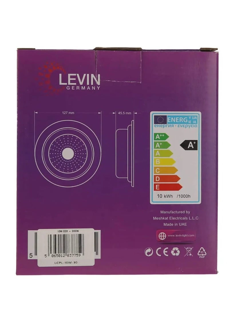 Levin Germany لوحة شريحة ليفين LED عالية الجودة للإضاءة السفلية، 10 واط-3000 ك، IP20، 1600 لومن، 220-240 فولت، خالية من الوميض، أبيض دافئ. - Image 4